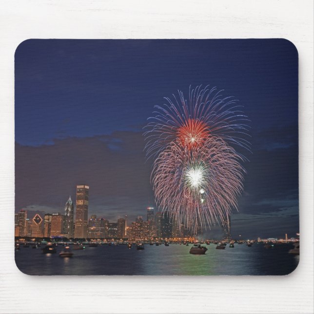 Mousepad EUA, Illinois, Chicago, fogos de artifício do Dia  (Frente)