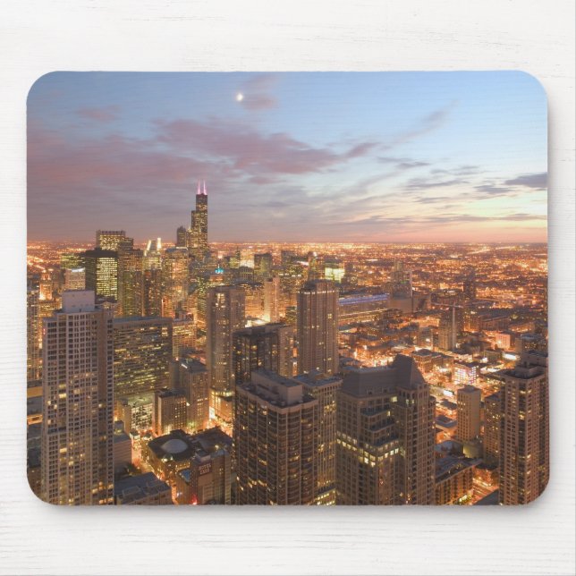 Mousepad EUA, Illinois, Chicago: Vista da Noite do Loop (Frente)