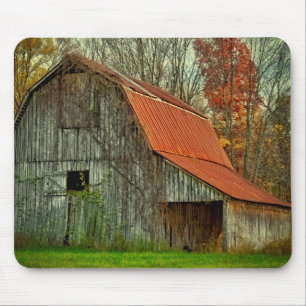 Mousepad EUA, Indiana. paisagem rural, celeiro coberto de v