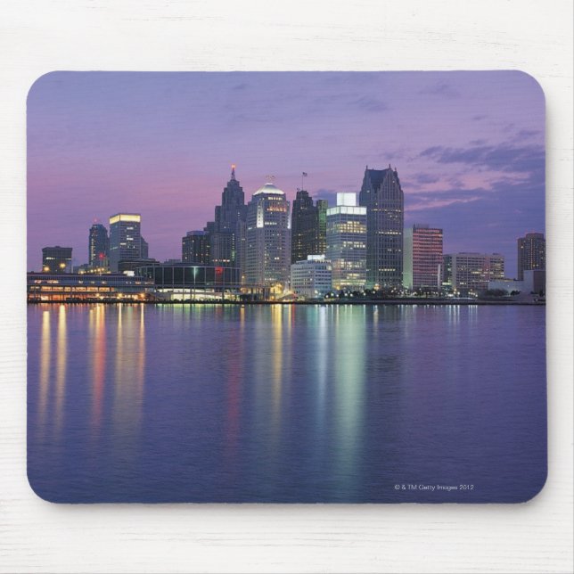 Mousepad EUA, Michigan, Detroit skyline, noite (Frente)