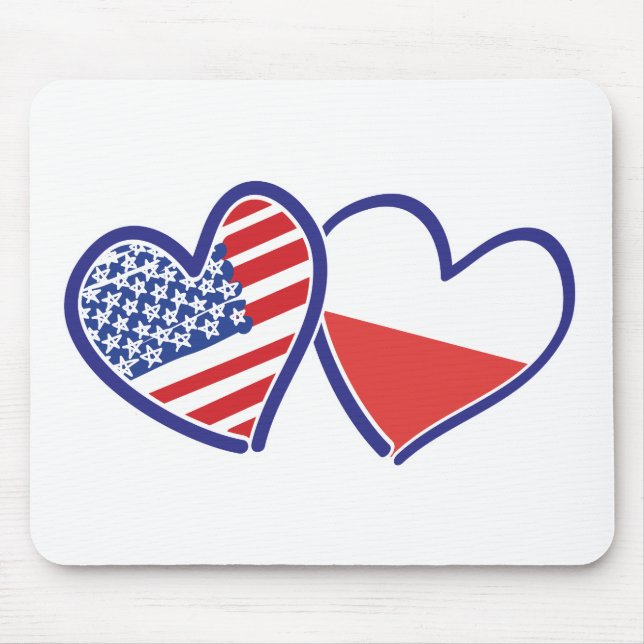 MOUSEPAD EUA-POLONÊS-FLAG-HEARTS (Frente)