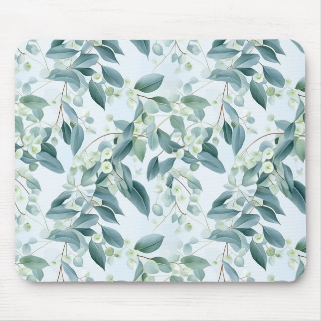 Mousepad Eucalipto Verde de Sábio Suave, estilo Watercolor (Frente)