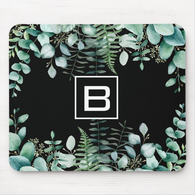Mousepad Eucalyptus greenerase lenha monograma preto (Frente)
