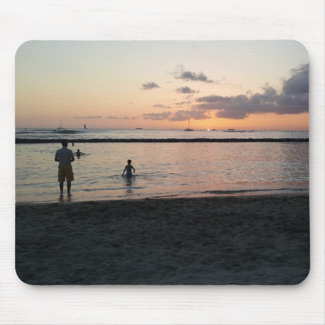 Mousepad Evening Sunset Tropical Beach Waikiki Oahu Hawaii (Frente)