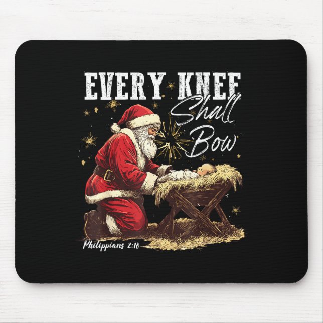 Mousepad Every Knee Shall Bow Santa Christmas Nativity Scen (Frente)