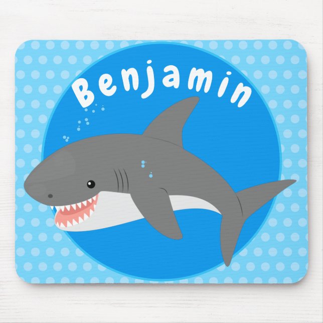 Mousepad Excelente de desenho animado branco de tubarão fel (Frente)