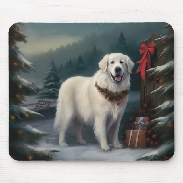 Mousepad Excelente Pirenéus Cão na Neve (Frente)
