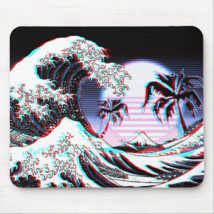 Mousepad Excelente Wave do Kanagawa Vaporwave Retro