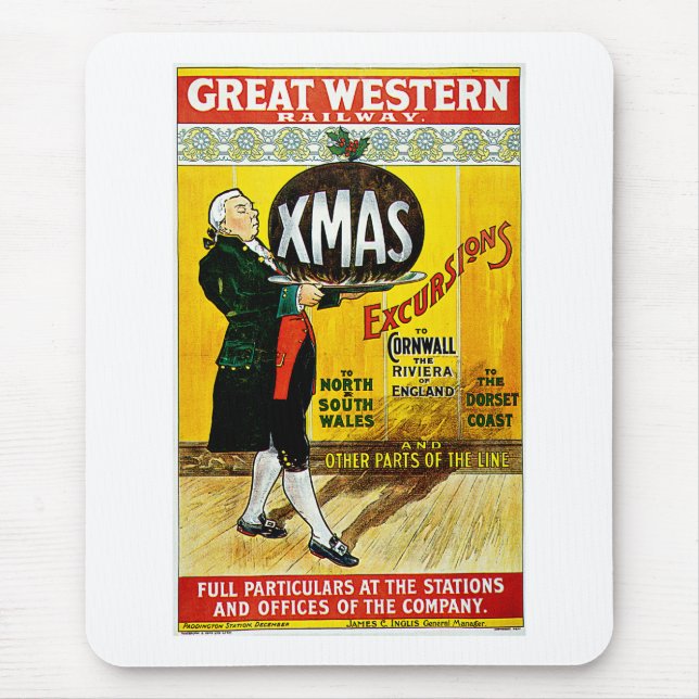 Mousepad Excursões Xmas da Linha Ferroviária Ocidental do e (Frente)