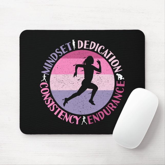 Mousepad Executando Mindset - Cota de Resistência Girly Run (Com mouse)