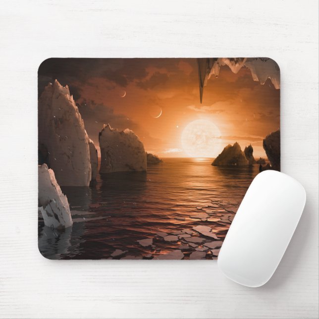 Mousepad Exoplanetário Trapist-1f Do Lado Noturno Icy. (Com mouse)