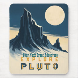 Mousepad Explore Pluto Vintage Travel Poster - Retro Space