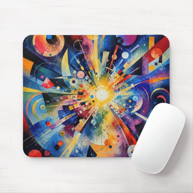 Mousepad Explosão Cósmica Contemporânea Abstrata (Com mouse)