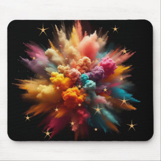 Mousepad Explosão de Pó Colorido Vibrante e Estrelas Mágica