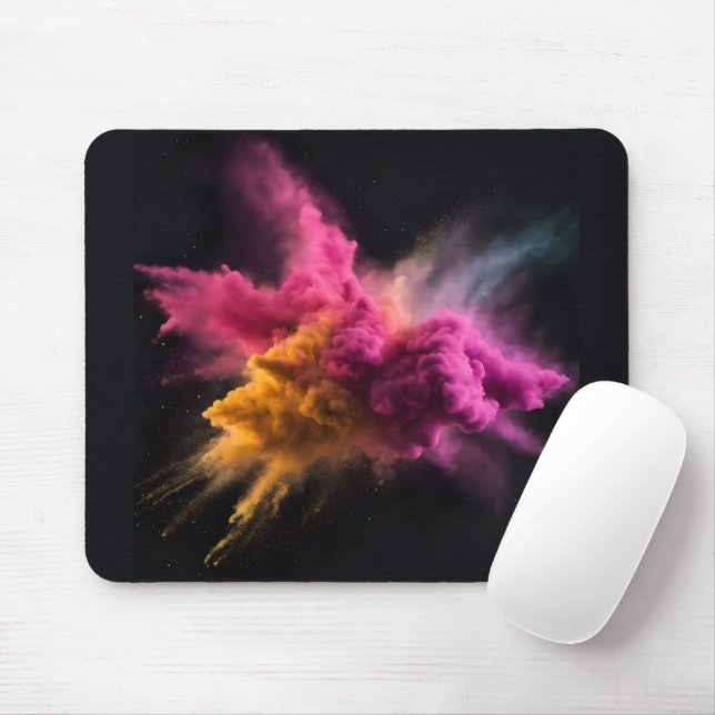 Mousepad Explosão de Pó Rosa e Laranja (Com mouse)