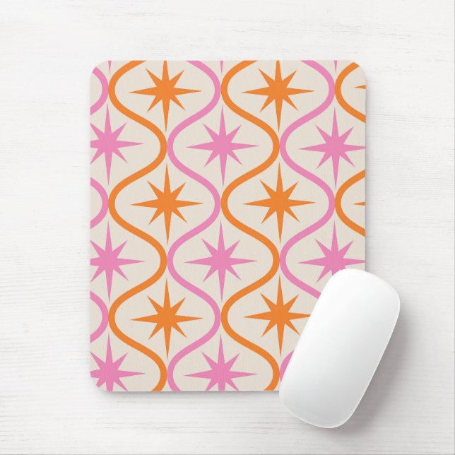 Mousepad Explosões Estelares Laranja Rosa de Meados do Sécu (Com mouse)