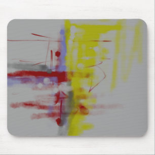 Mousepad Expressionista de Abstrato Amarelo cinza  Vermelho