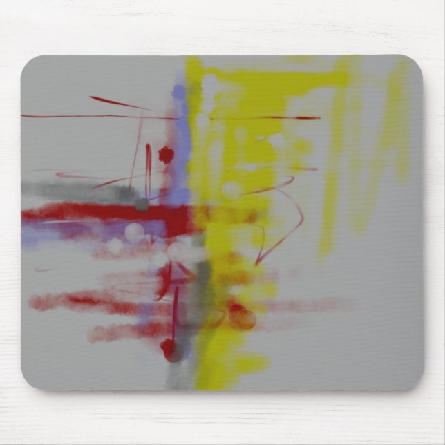 Mousepad Expressionista de Abstrato Amarelo cinza  Vermelho (Frente)
