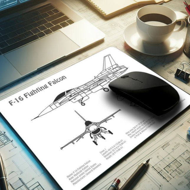 Mousepad F-16 Falcão de Luta - Planos de Impressão Blueprin (Criador carregado)