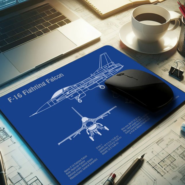 Mousepad F-16 Falcão de Luta - Planos de Impressão Blueprin (Criador carregado)