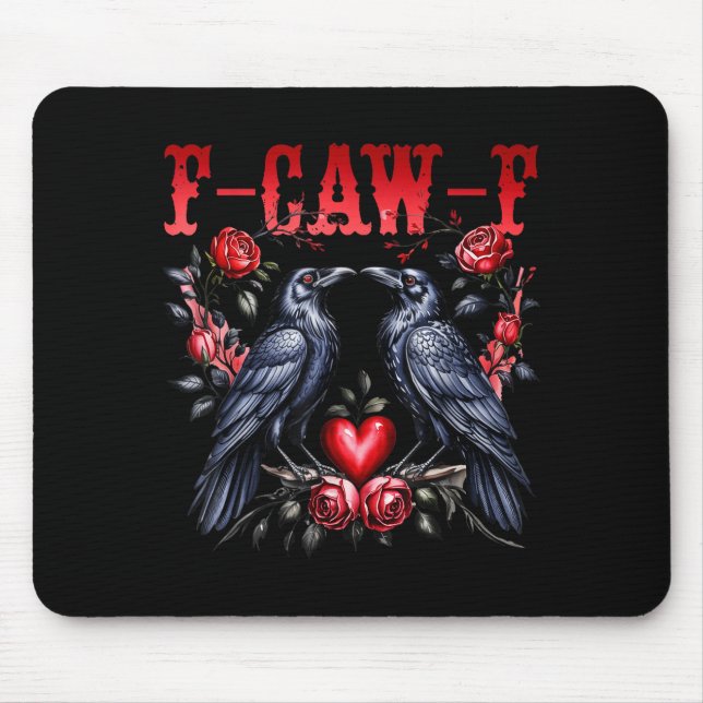 Mousepad F-caw-f Black Crow Black Bird Roses Heart Funny Va (Frente)