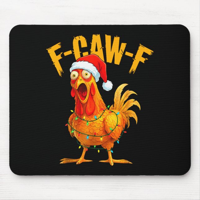 Mousepad F-caw-f Chicken Fcawf Chicken Christmas Light Sant (Frente)