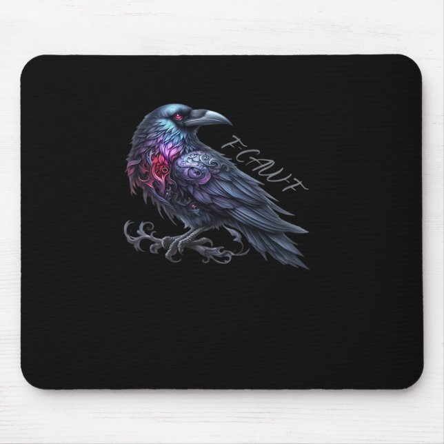 Mousepad F-Caw-F Corvo Estilo Clássico Retro (Frente)