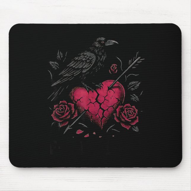 Mousepad F Caw F Crow Anti Valentine's Day Dark Gothic Brok (Frente)