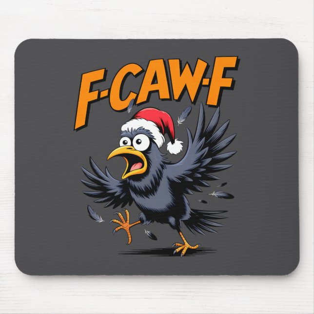 Mousepad F-caw-f Crow Quote Meme - Funny Christmas Raven Hu (Frente)