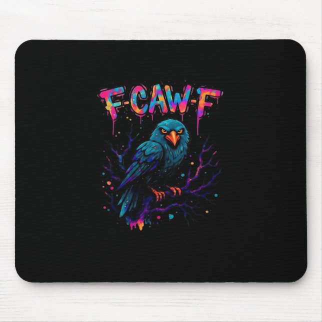 Mousepad F Caw F Funny Bird Crow Raven Pun Joke Saying (Frente)