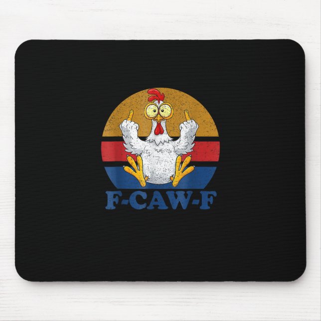 Mousepad F-Caw-F Galinha Engraçada Virando o Dedo do Meio V (Frente)
