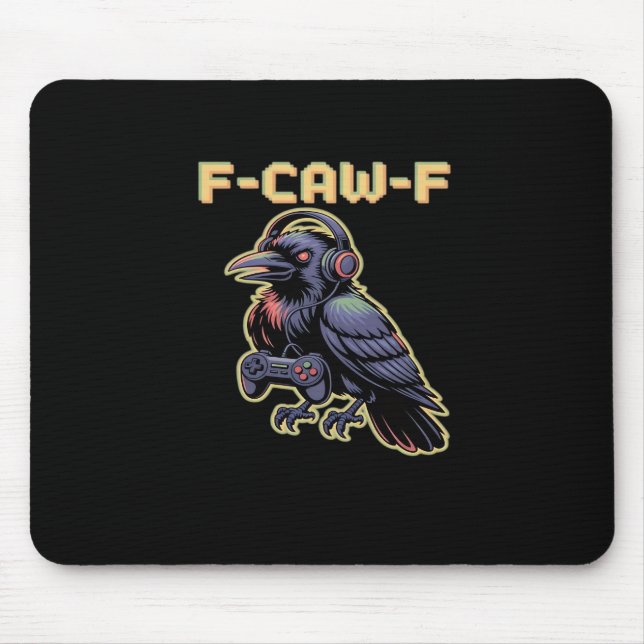 Mousepad F-Caw-F Gaming Raven com fones de ouvido - Edgy St (Frente)