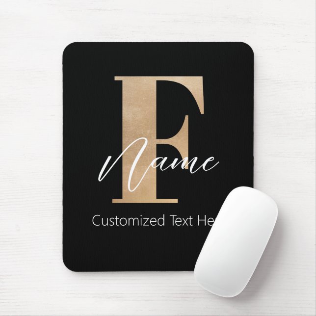 Mousepad F & Name Inicial Monograma Moderno Personalizado (Com mouse)