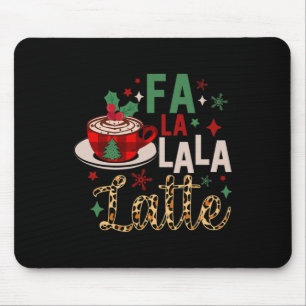 Mousepad Fa La La Latte Engraçado Café Natal Amantes