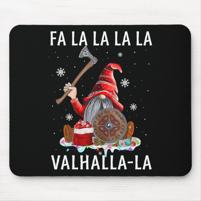 Mousepad Fa La Valhalla Xmas Gnome Beard Viking Arma C (Frente)