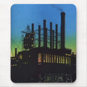 Mousepad Fábrica da fabricação no por do sol, negócio d