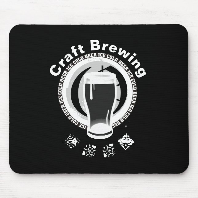 Mousepad Fabricação de cerveja do artesanato, preto & (Frente)