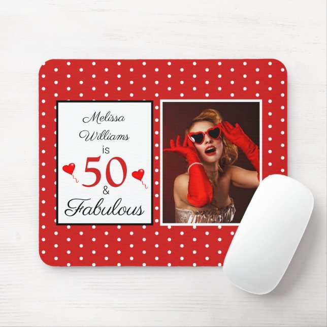 Mousepad Fabuloso 50 Aniversário Nome personalizado Foto 50 (Com mouse)