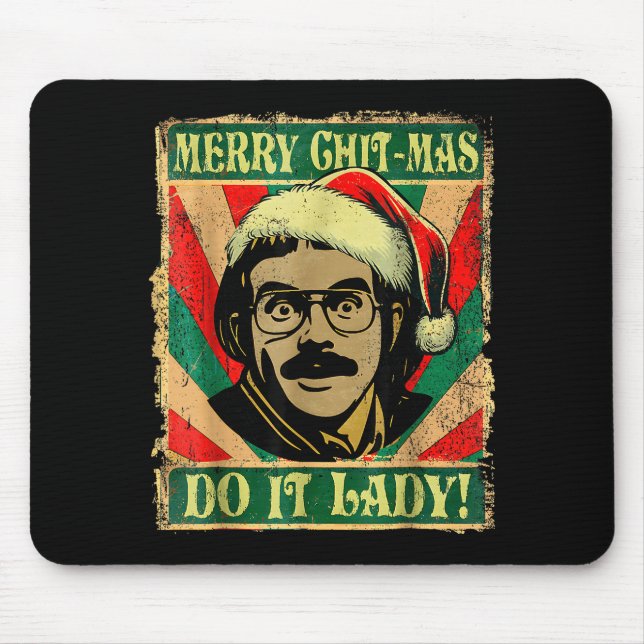 Mousepad Faça Isso Engraçado Chit-mas Natal Chapéu de Papai (Frente)