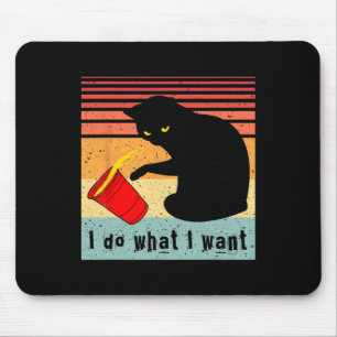 Mousepad Faça o que eu quero, Vintage Black Cat Red Cup Eng