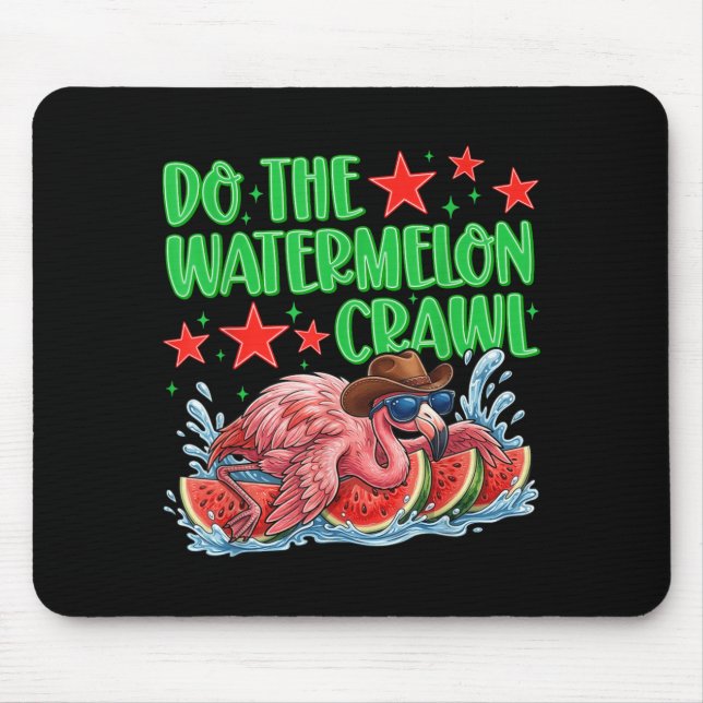 Mousepad Faça O Rastejo Da Melancia Flamingo Cowboy Engraça (Frente)