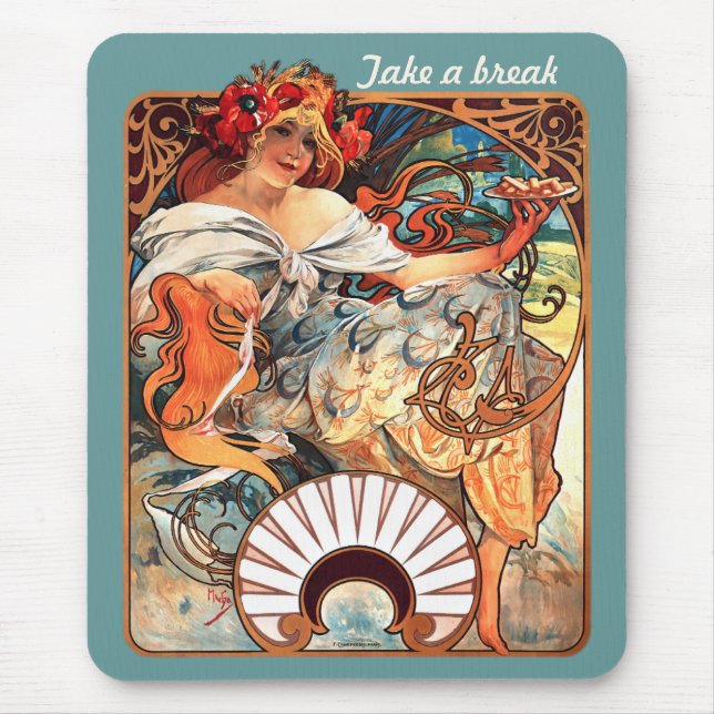 Mousepad Faça uma pausa pelo telefone celular Mucha (Frente)