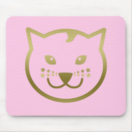 Mousepad Face de Gato Dourada e Falso - Cor de fundo person