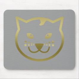 Mousepad Face de Gato Dourada e Falso - Cor de fundo person