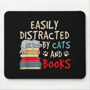 Mousepad Fácil distração de gatos e livros Gato engra