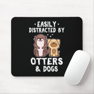Mousepad Fácil distração por Otters e Cães Cute An