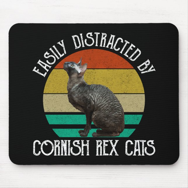 Mousepad Facilmente Distraído Por Gatos Cornish Rex (Frente)