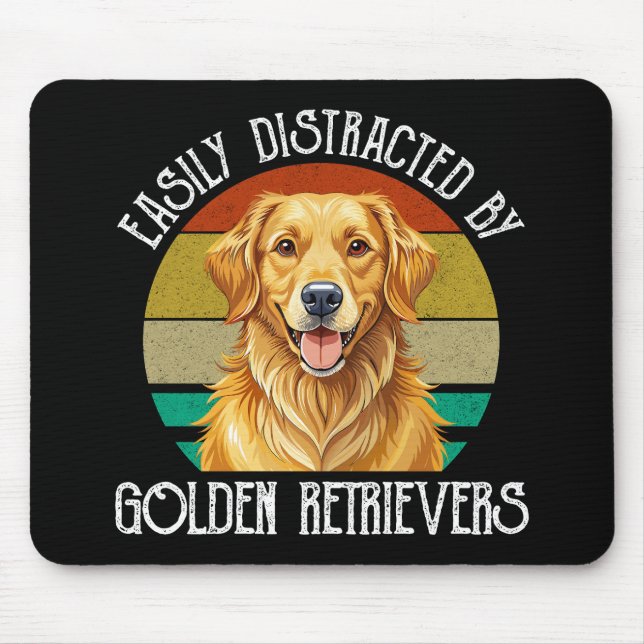 Mousepad Facilmente Distraído Por Golden Retrievers (Frente)