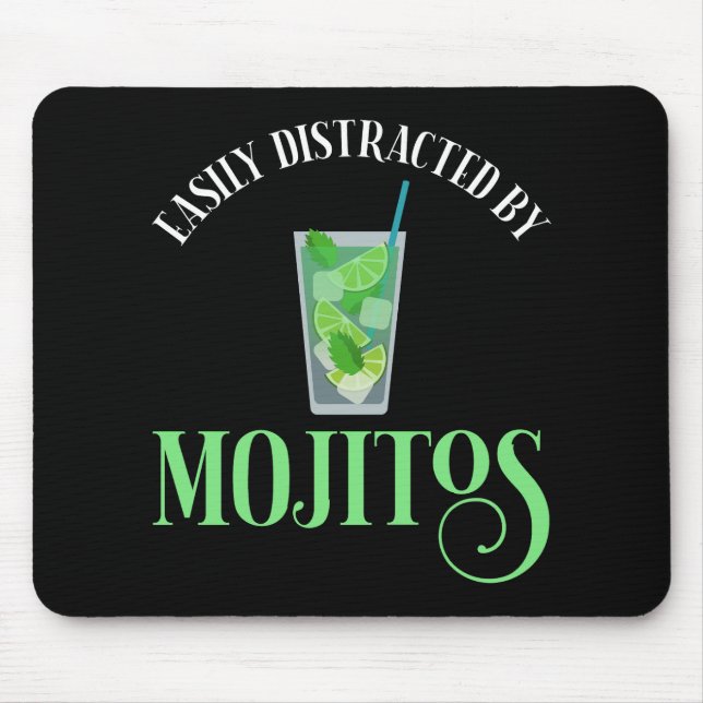 Mousepad Facilmente Distraído Por Mojitos (Frente)