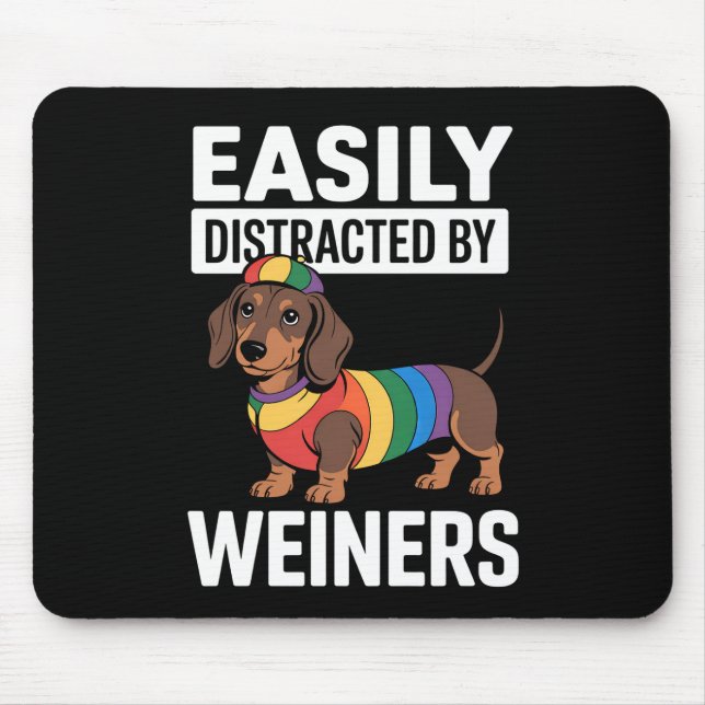 Mousepad Facilmente Distraído Por Weiners LGBTQ Arco-íris G (Frente)